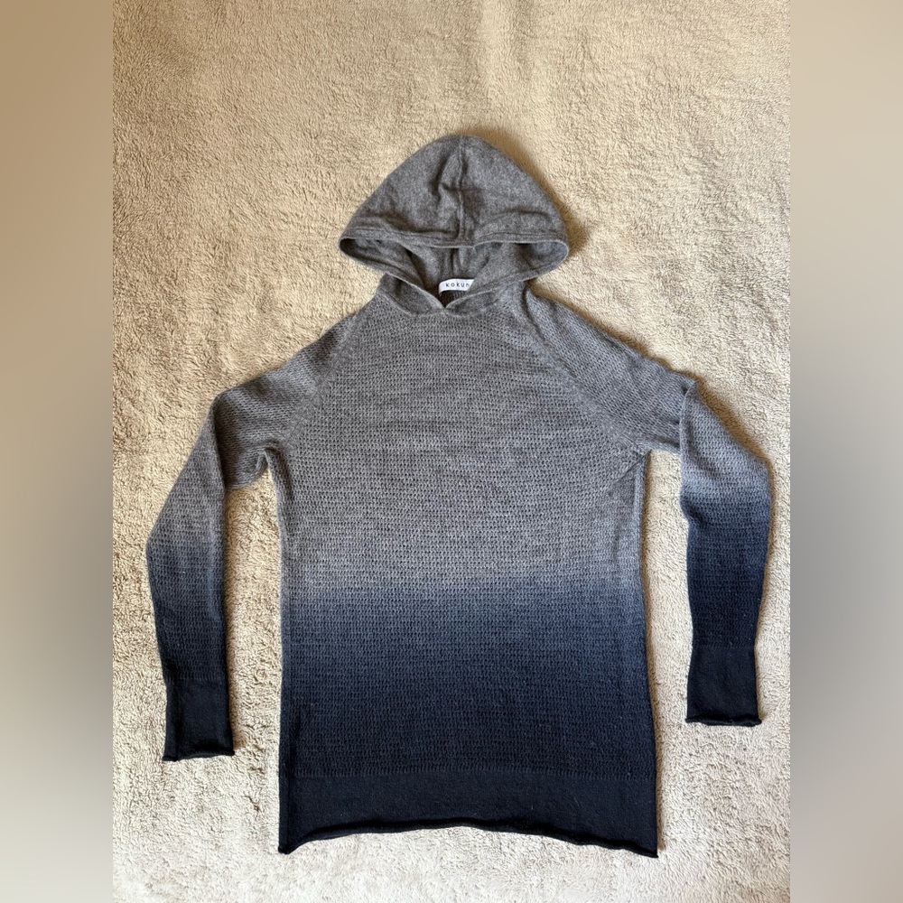 KOKOON Ombre Hooded Turtleneck Sweater - Gray to Black